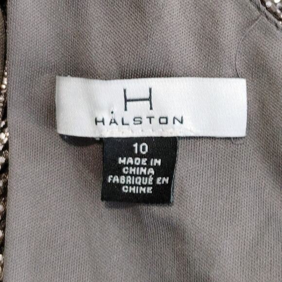 H by Halston Drape Metallic Gunmetal Halter Neck Midi Dress Gold Womens Size 10 - Picture 3 of 6